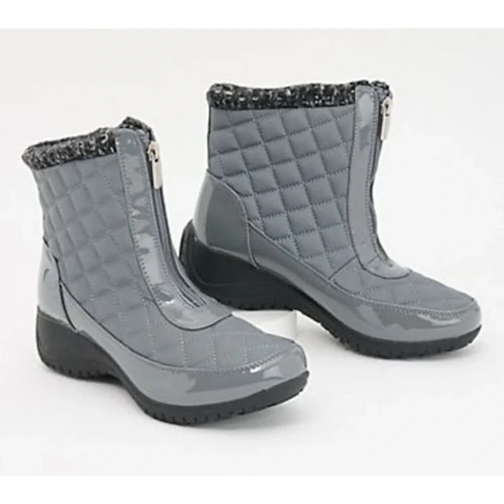 Khombu Megan Grey Waterproof Boots Memory Insoles‎ Sz 6 M New